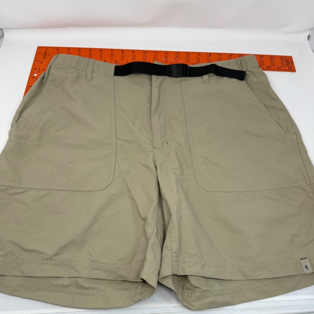 Royal Robbins Mens Khaki Supplex Nylon Hiking Shorts Belted Size 38 SPR 2004 VTG